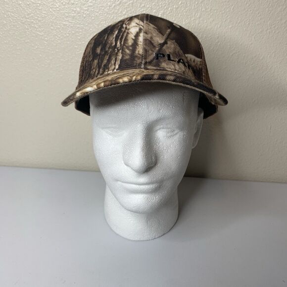 Platt Trucker Hat Brown Twig Leaves Camo Print Mesh Strapback Unisex Adjustable - Picture 1 of 7